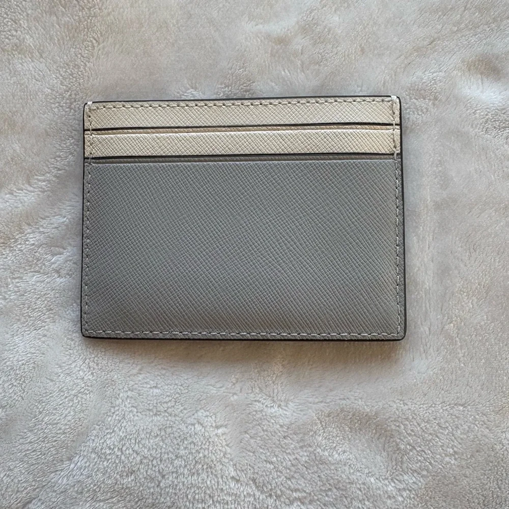 Kate Spade SET Madison Double Zip Wristlet + Small Slim Card Holder Grey/Ivory